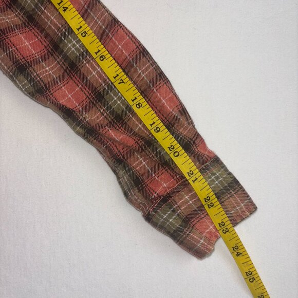 By Junkfood Red & Green Plaid Button Down Shirt with Peace Sign - Size S - Picture 8 of 11